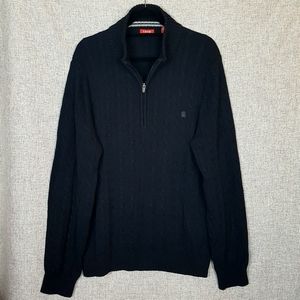Izod Men's 1/4 Zip Black Pullover Sweater Sz XL